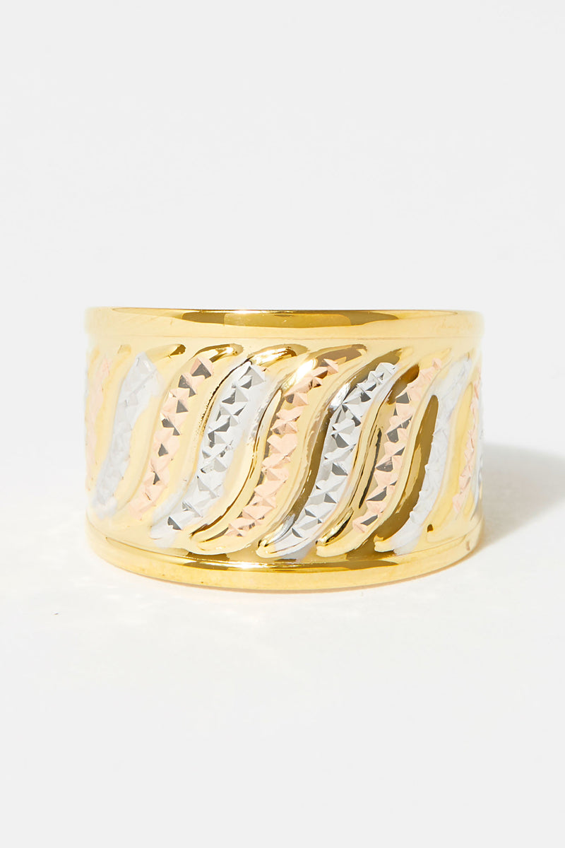 Bague " Bruta " Or Tricolore 375/1000