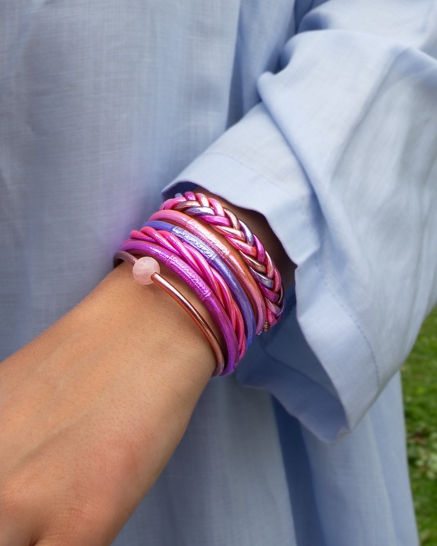 Twisted Buddhist Bracelet Fuchsia