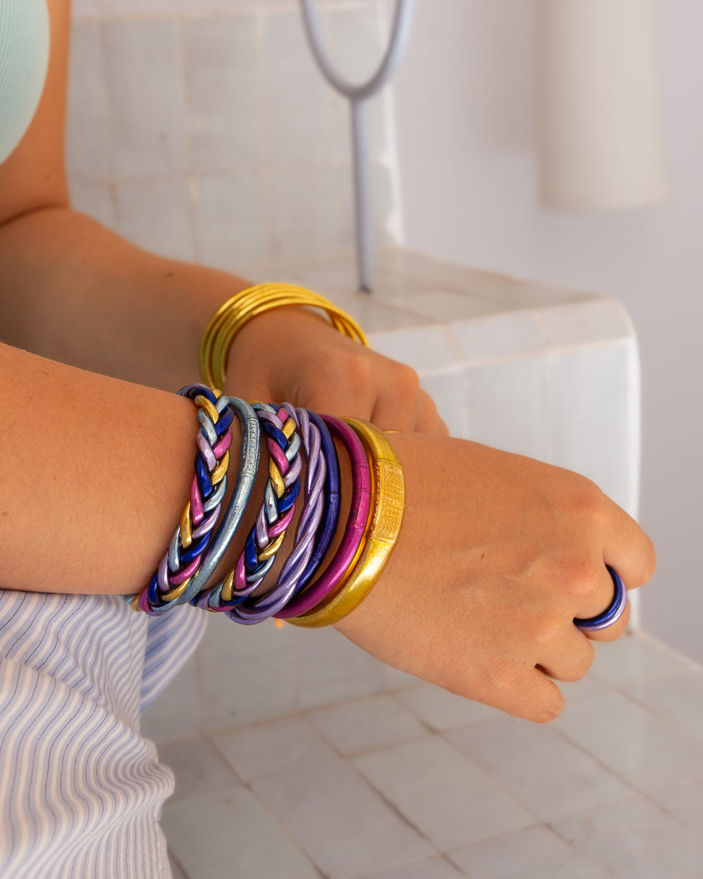 Bracelet Bouddhiste Torsadé Lilas