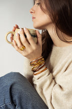 Bracelet Bouddhiste Tressé Gold, Brown, Champagne, Abricot Doré