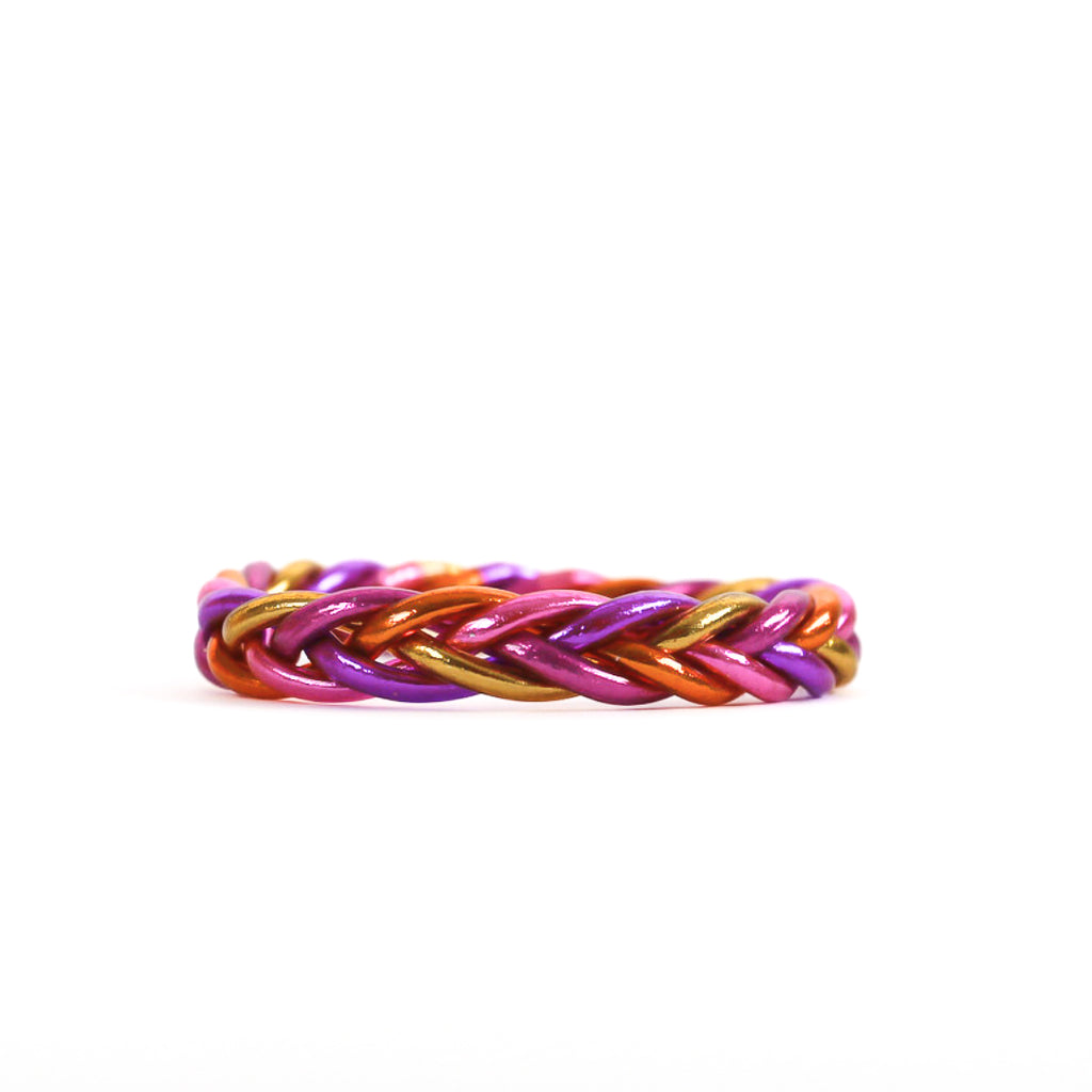 Braided Buddhist Bracelet Gold, Fuchsia, Orange, Violet