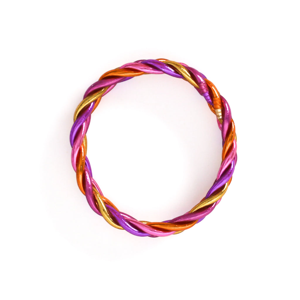 Braided Buddhist Bracelet Gold, Fuchsia, Orange, Violet
