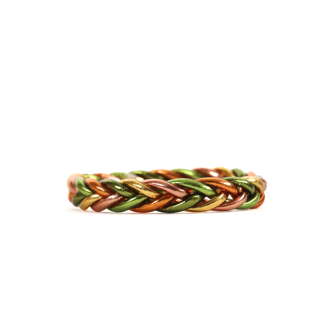 Braided Buddhist Bracelet Lemon Green, Apricot, Ochre, Khaki, Light Gold