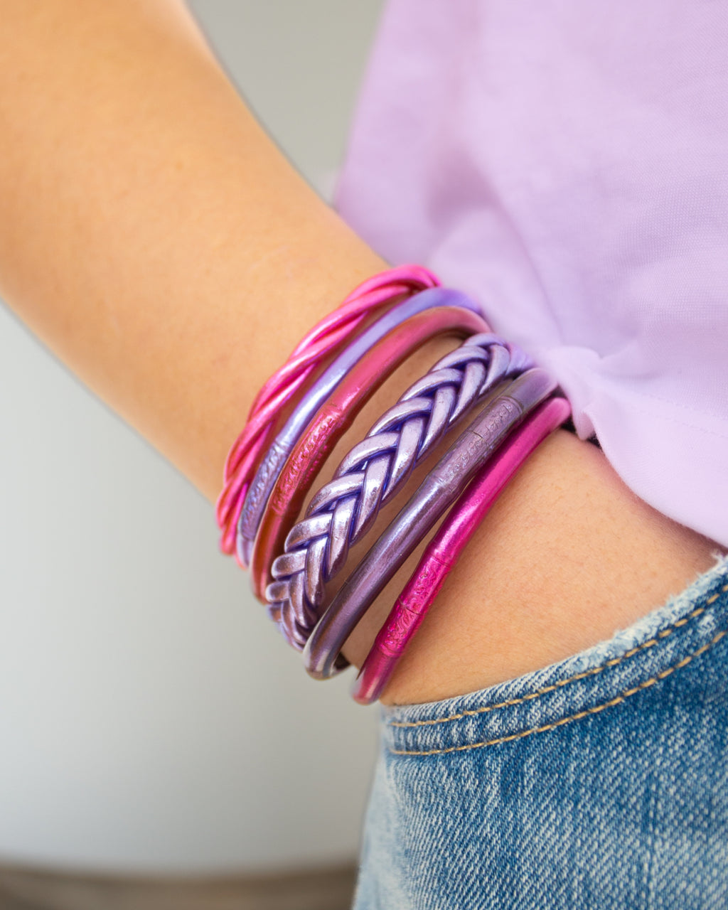 Bracelet Bouddhiste Tressé Lilas