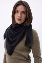 Bandana triangular oversize – cachemira cepillada Brea - negro - mujer