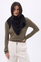 Bandana triangular oversize – cachemira cepillada Brea - negro - mujer