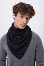 Oversized Triangle Bandana – Brushed Cashmere Brea - Black - Men