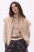Bandana triangular oversize – Cachemira cepillada Brea - Beige crema - Mujer