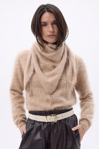 Bandana triangular oversize – Cachemira cepillada Brea - Beige crema - Mujer