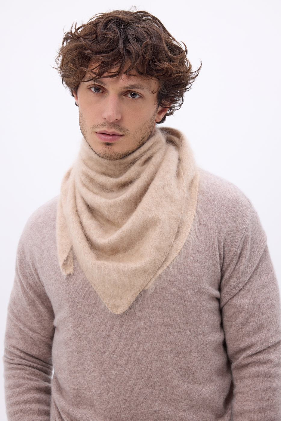 Brea Oversized Triangle Bandana – Brushed Cashmere - Cream Beige - Men