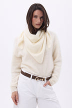 Bandana triangolare oversize – Cashmere spazzolato Brea - Bianco - Donna - 100% Cashmere spazzolato