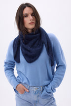 Oversize Triangle Bandana – Brushed Cashmere Brea - Navy Blue - Women