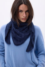 Oversize Triangle Bandana – Brushed Cashmere Brea - Navy Blue - Women