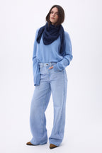 Oversize Triangle Bandana – Brushed Cashmere Brea - Navy Blue - Women