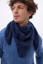 Bandana triangular oversize – Cachemira cepillada Brea - Azul marino - Hombre