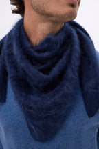 Bandana triangular oversize – Cachemira cepillada Brea - Azul marino - Hombre