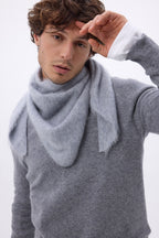 Bandana triangular oversize – Cachemira cepillada Brea - Gris claro - Hombre