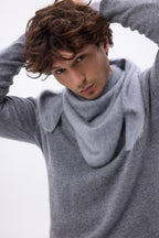 Bandana triangular oversize – Cachemira cepillada Brea - Gris claro - Hombre
