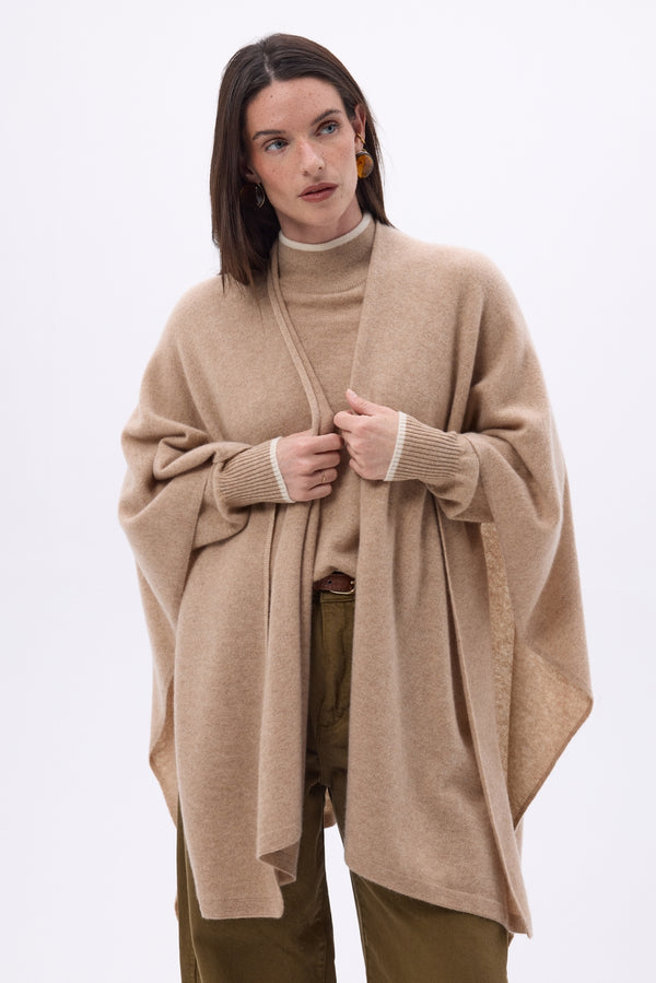 Poncho Brise - Beige Crema - Donna - 100% Cashmere