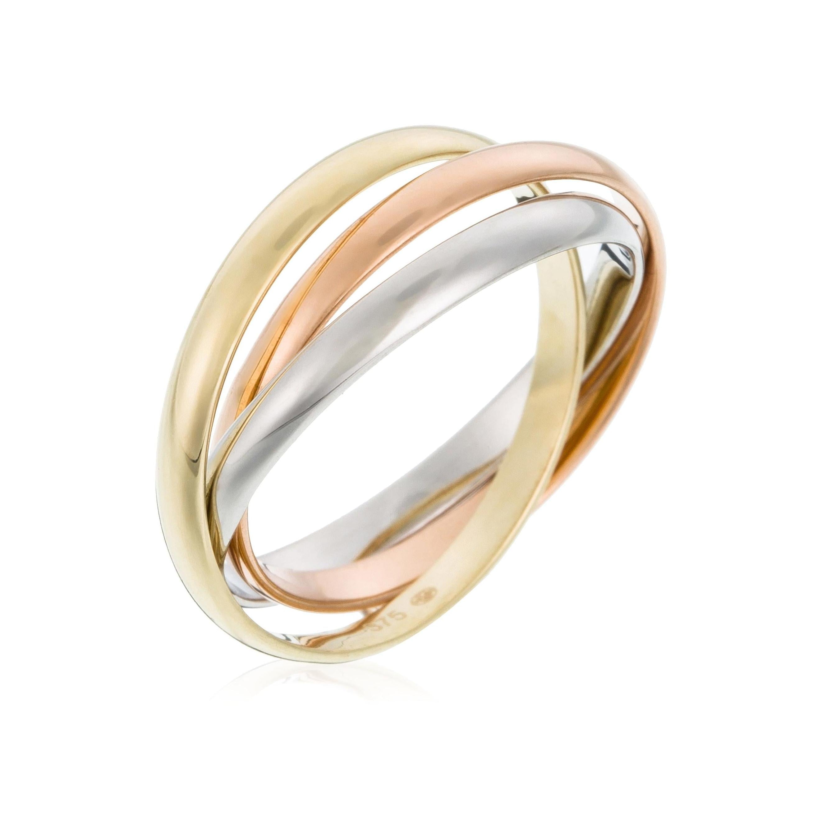 Bague "Tri Or" Or Tricolore 375/1000