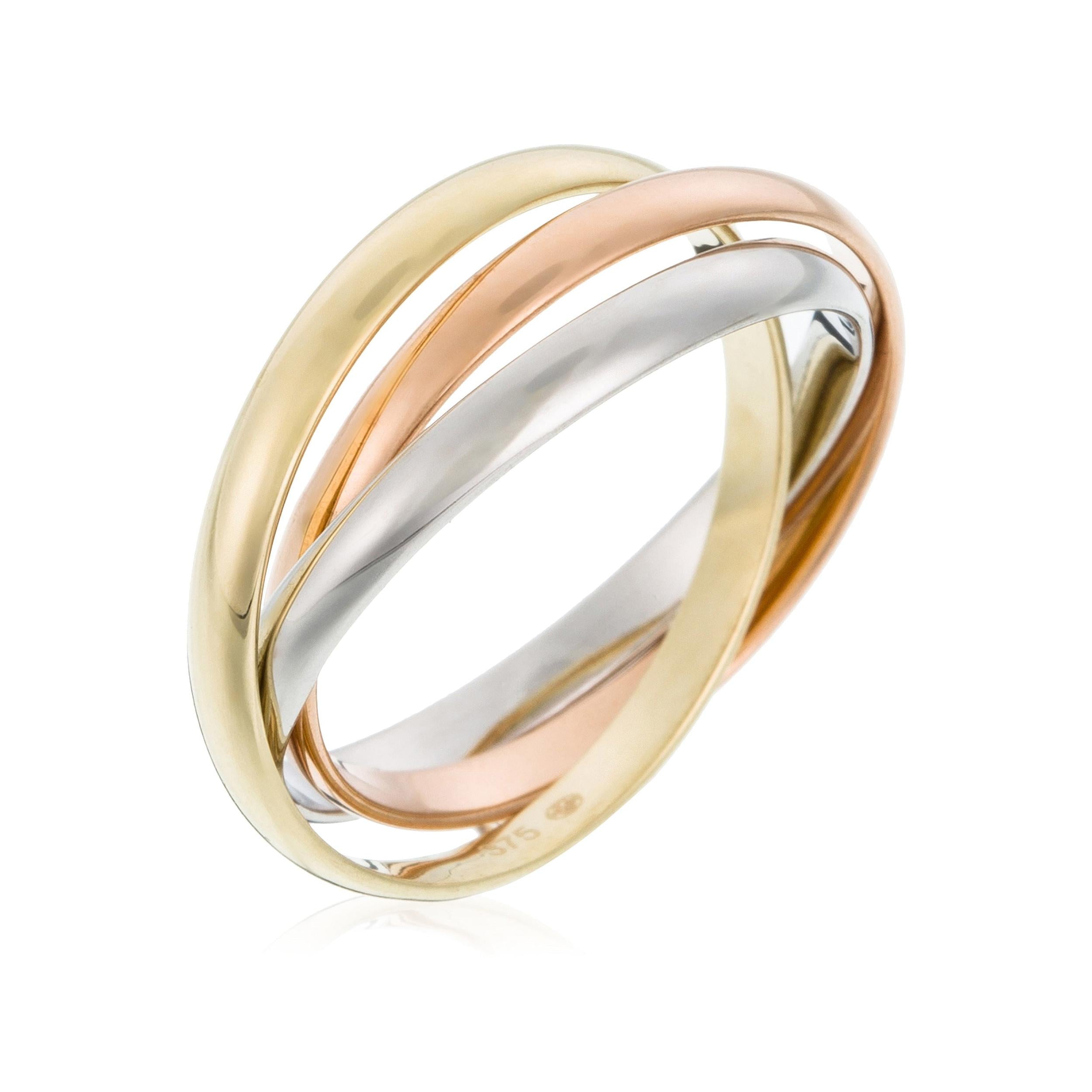 Bague "Tri Or" Or Tricolore 375/1000