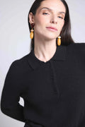 Jersey de cuello polo con botones Brume - Negro - Mujer