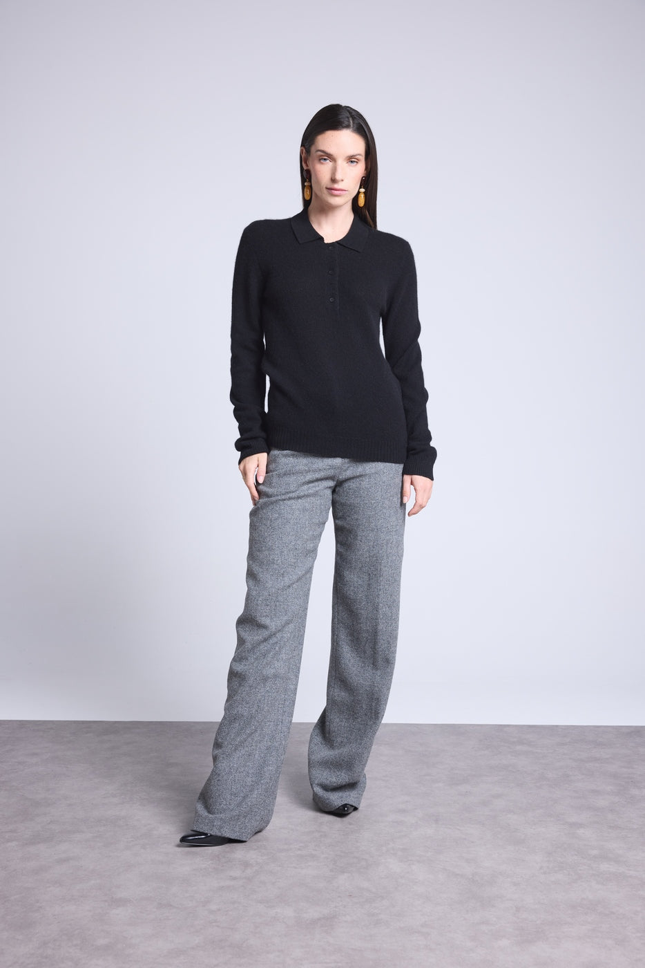 Jersey de cuello polo con botones Brume - Negro - Mujer