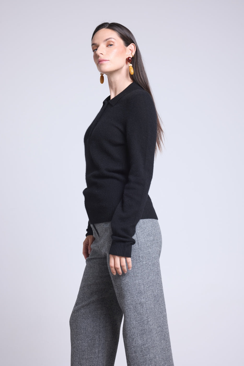 Jersey de cuello polo con botones Brume - Negro - Mujer