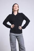 Jersey de cuello polo con botones Brume - Negro - Mujer