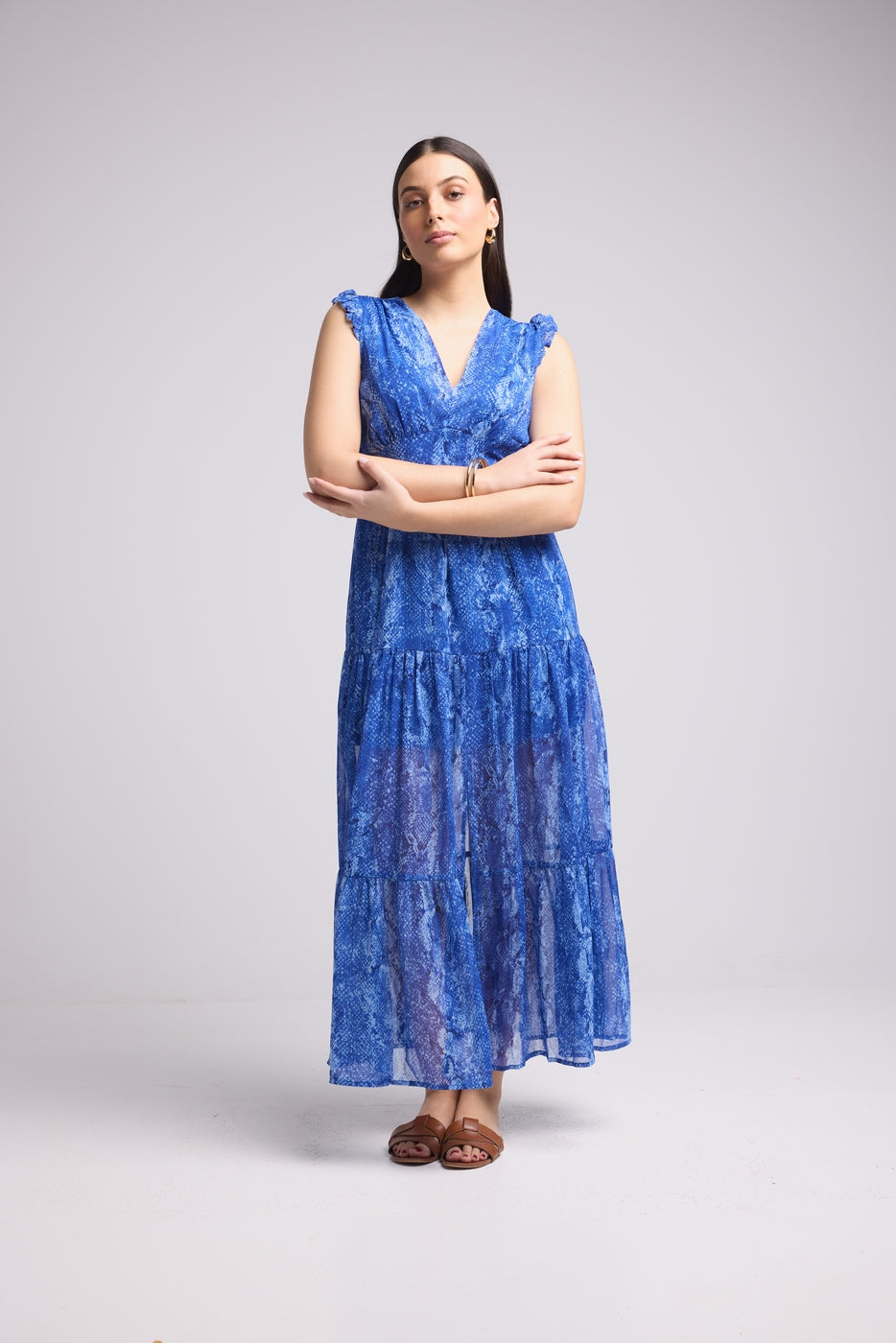 Robe Longue - Bruna - Serpent Bleu