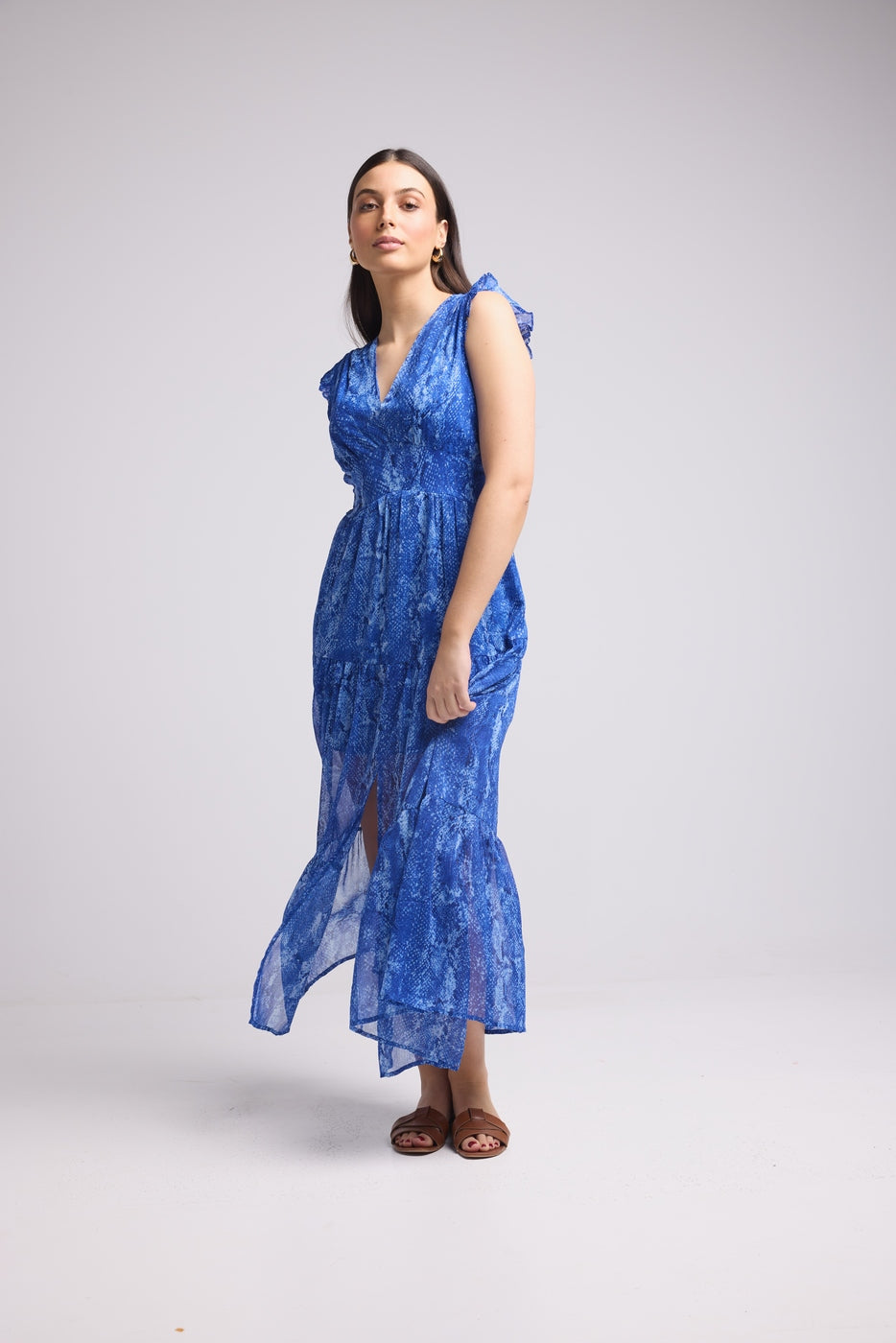 Robe Longue - Bruna - Serpent Bleu