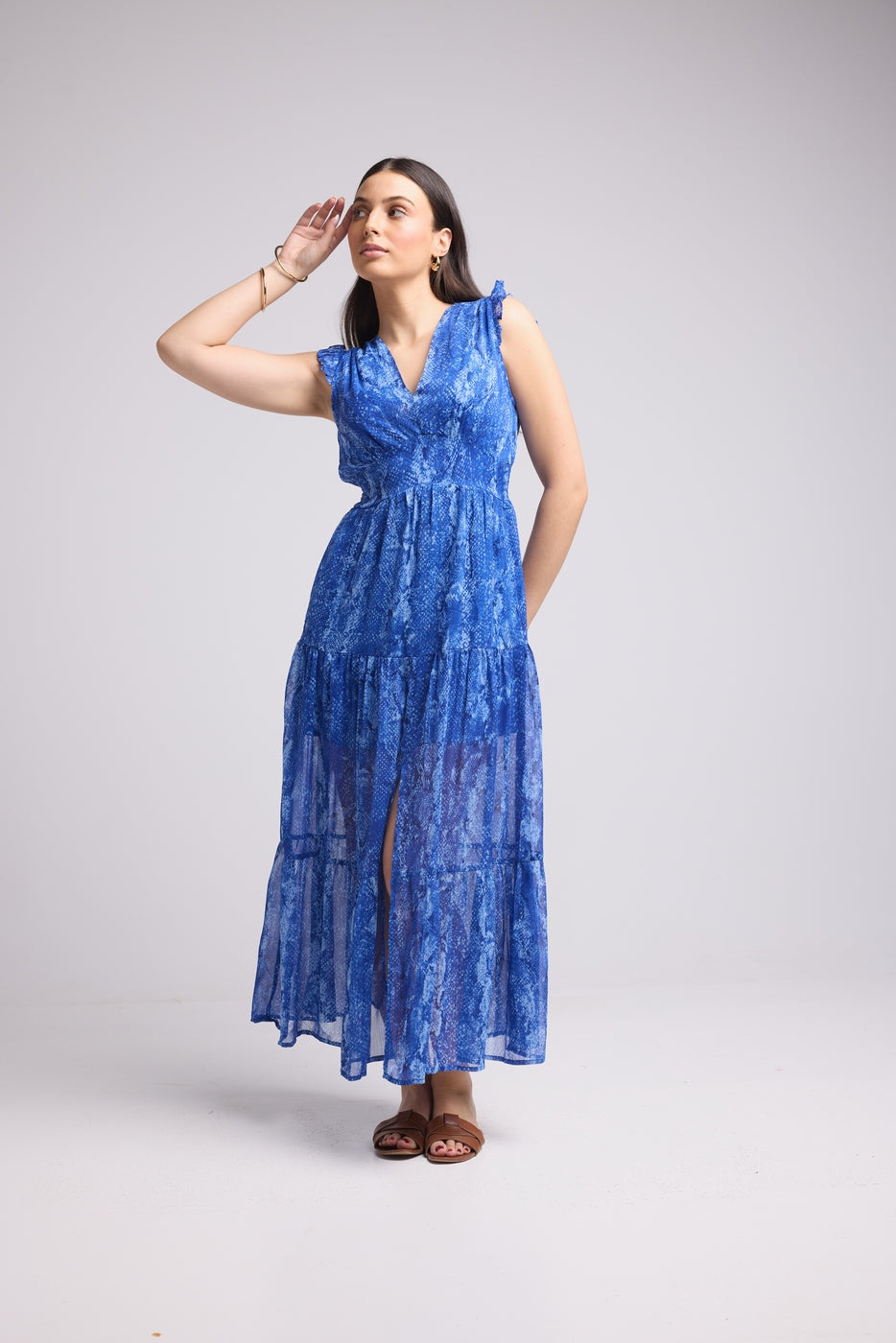 Robe Longue - Bruna - Serpent Bleu