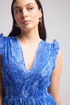 Robe Longue - Bruna - Serpent Bleu