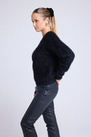 Pull Dropshoulders Cachemire Brossé Bruna - Noir