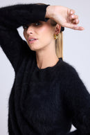 Pull Dropshoulders Cachemire Brossé Bruna - Noir