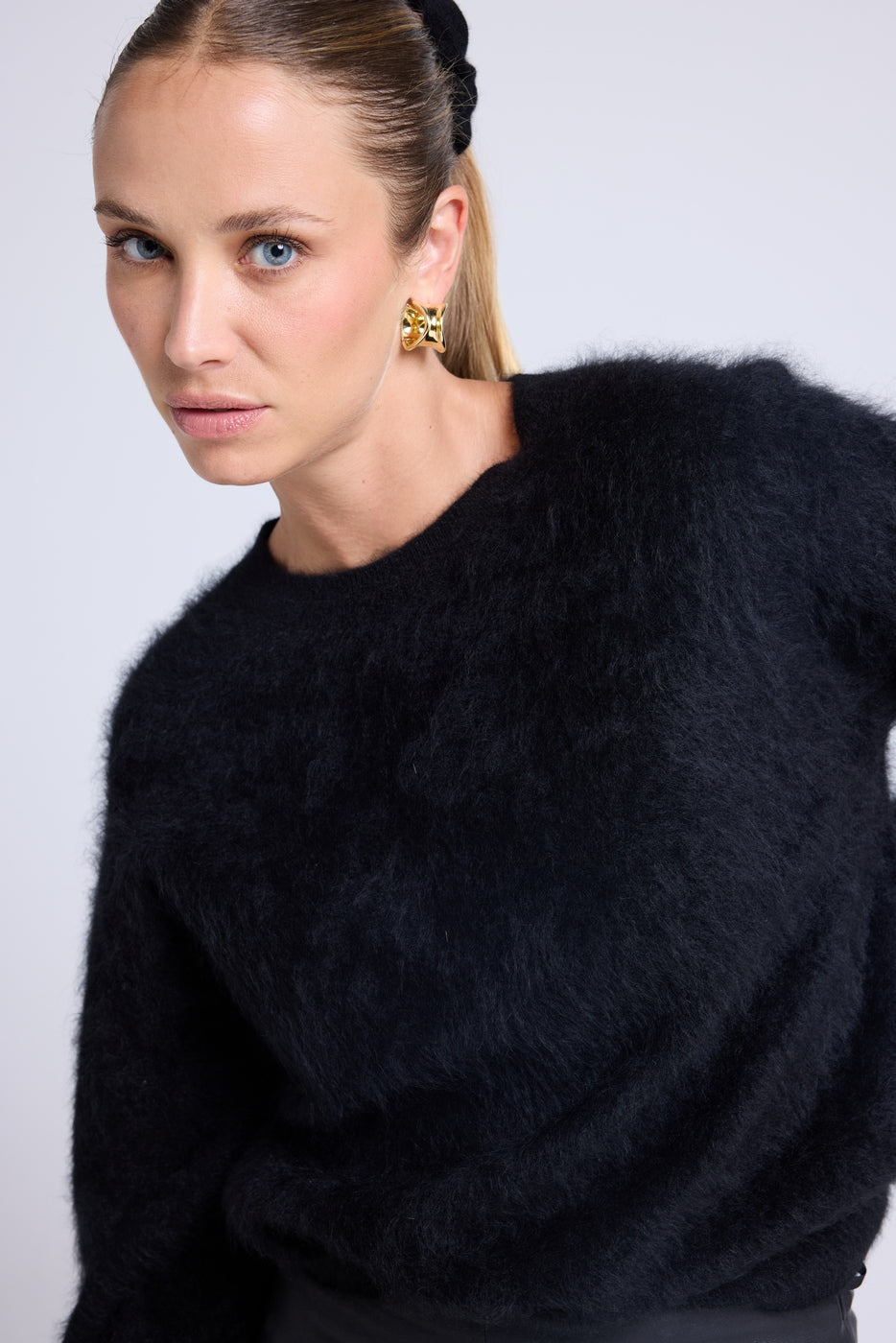 Pull Dropshoulders Cachemire Brossé Bruna - Noir - Femme