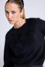Pull Dropshoulders Cachemire Brossé Bruna - Noir - Femme