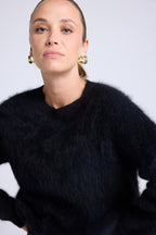 Pull Dropshoulders Cachemire Brossé Bruna - Noir - Femme