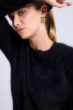 Pull Dropshoulders Cachemire Brossé Bruna - Noir - Femme