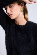 Pull Dropshoulders Cachemire Brossé Bruna - Noir