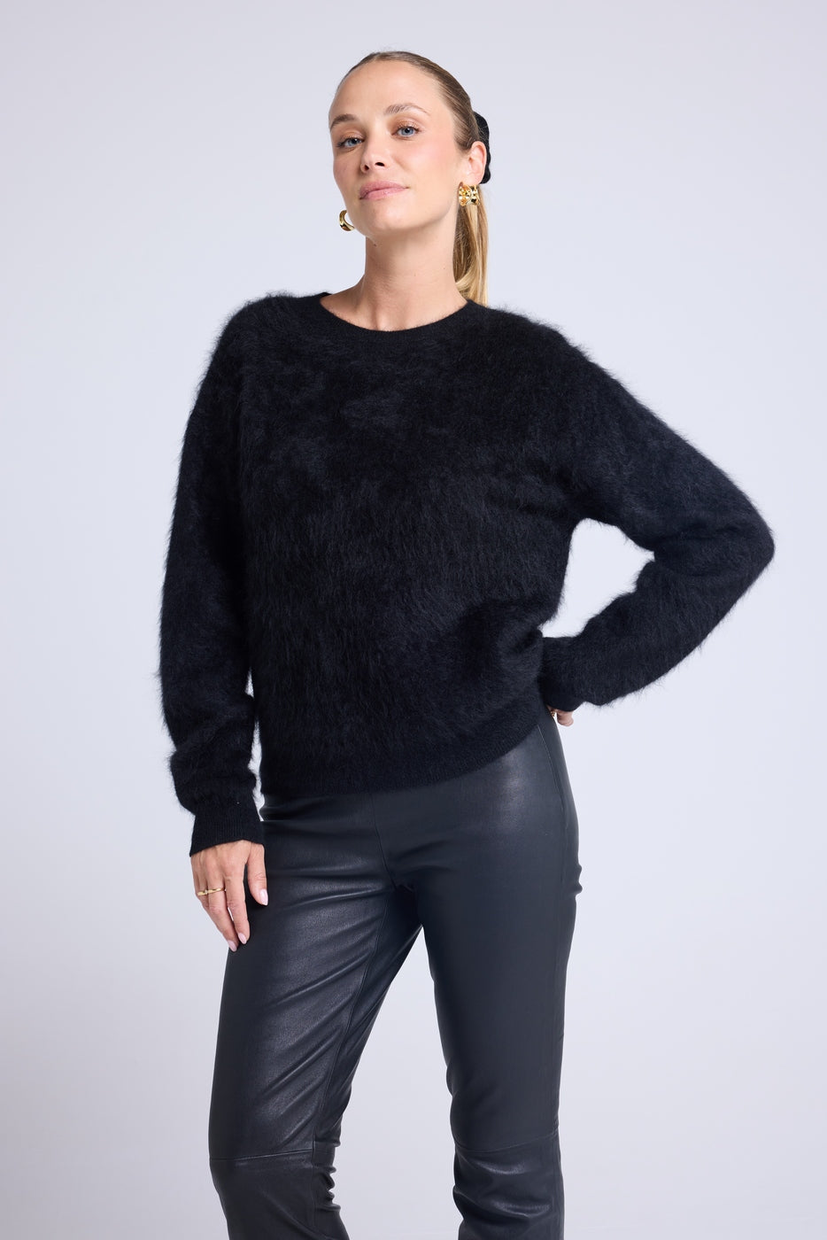 Pull Dropshoulders Cachemire Brossé Bruna - Noir - Femme