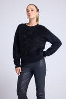 Pull Dropshoulders Cachemire Brossé Bruna - Noir