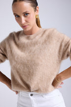 Pull Dropshoulders Cachemire Brossé Bruna - Beige Crème - Femme