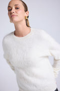 Pull Dropshoulders Cachemire Brossé Bruna - Blanc - Femme