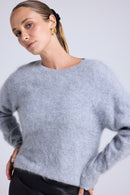 Pull Dropshoulders Cachemire Brossé Bruna - Gris Clair