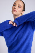 Pull Dropshoulders Cachemire Brossé Bruna - Bleu Roi - Femme