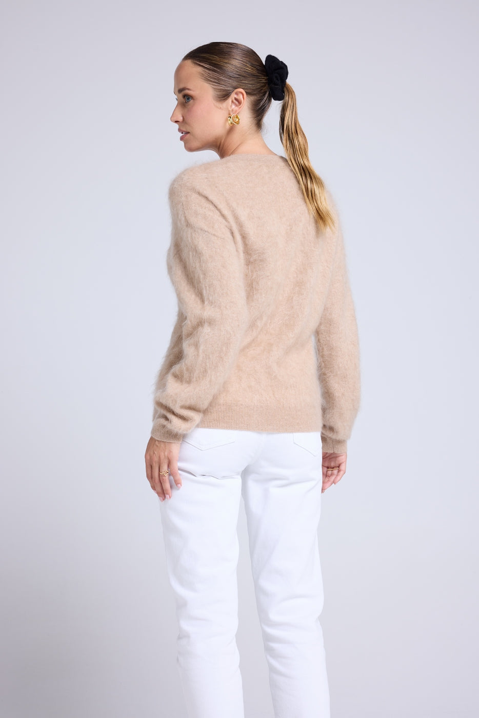 Pull Dropshoulders Cachemire Brossé Bruna - Beige Crème - Femme