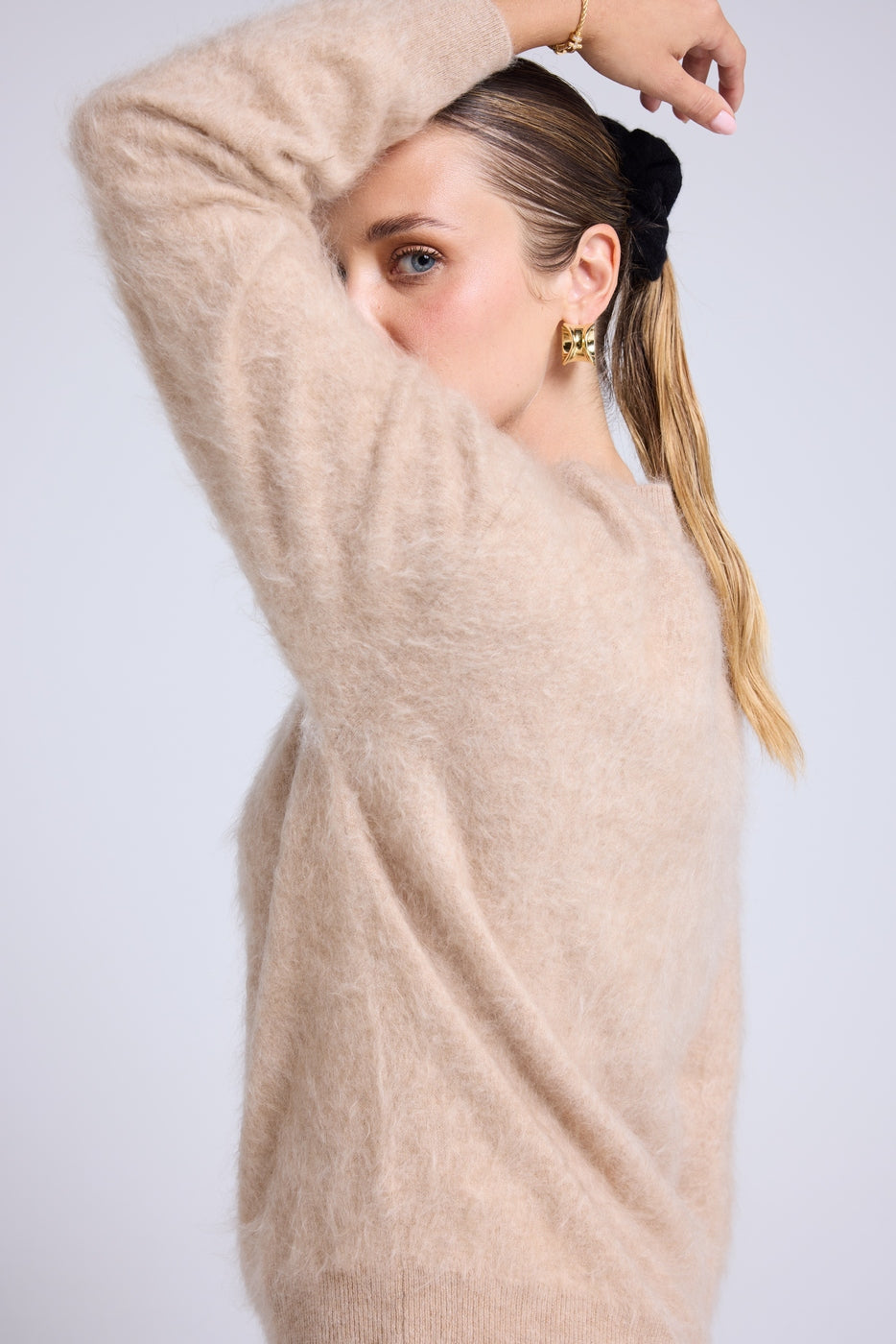 Pull Dropshoulders Cachemire Brossé Bruna - Beige Crème - Femme