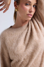 Pull Dropshoulders Cachemire Brossé Bruna - Beige Crème - Femme