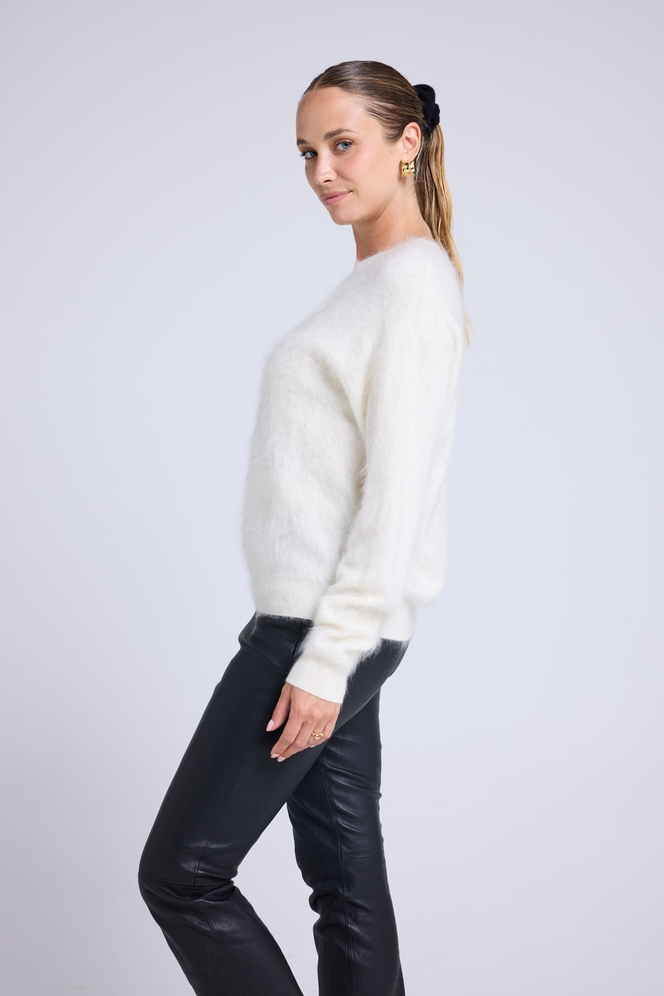 Pull Dropshoulders Cachemire Brossé Bruna - Blanc - Femme